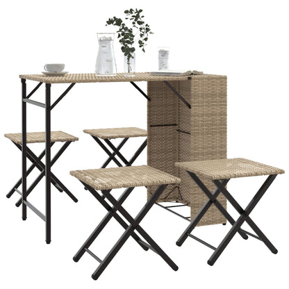 5-tlg. Garten-Essgruppe Klappbar Beige Poly Rattan