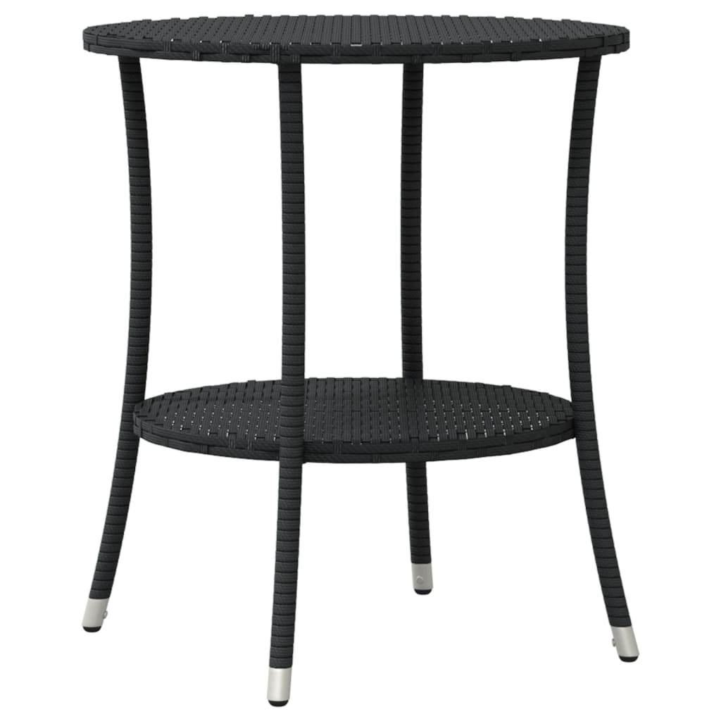 3-tlg. Bistro-Set mit Kissen Schwarz Poly Rattan