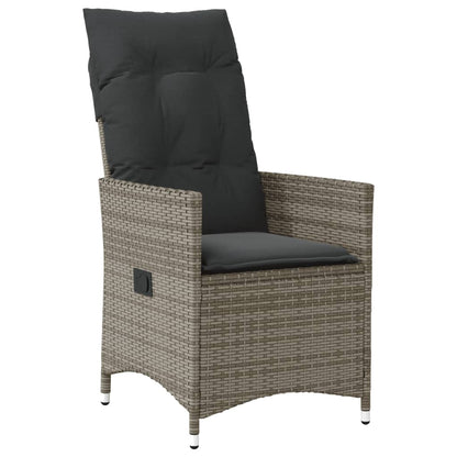 3-tlg. Bistro-Set mit Kissen Grau Poly Rattan