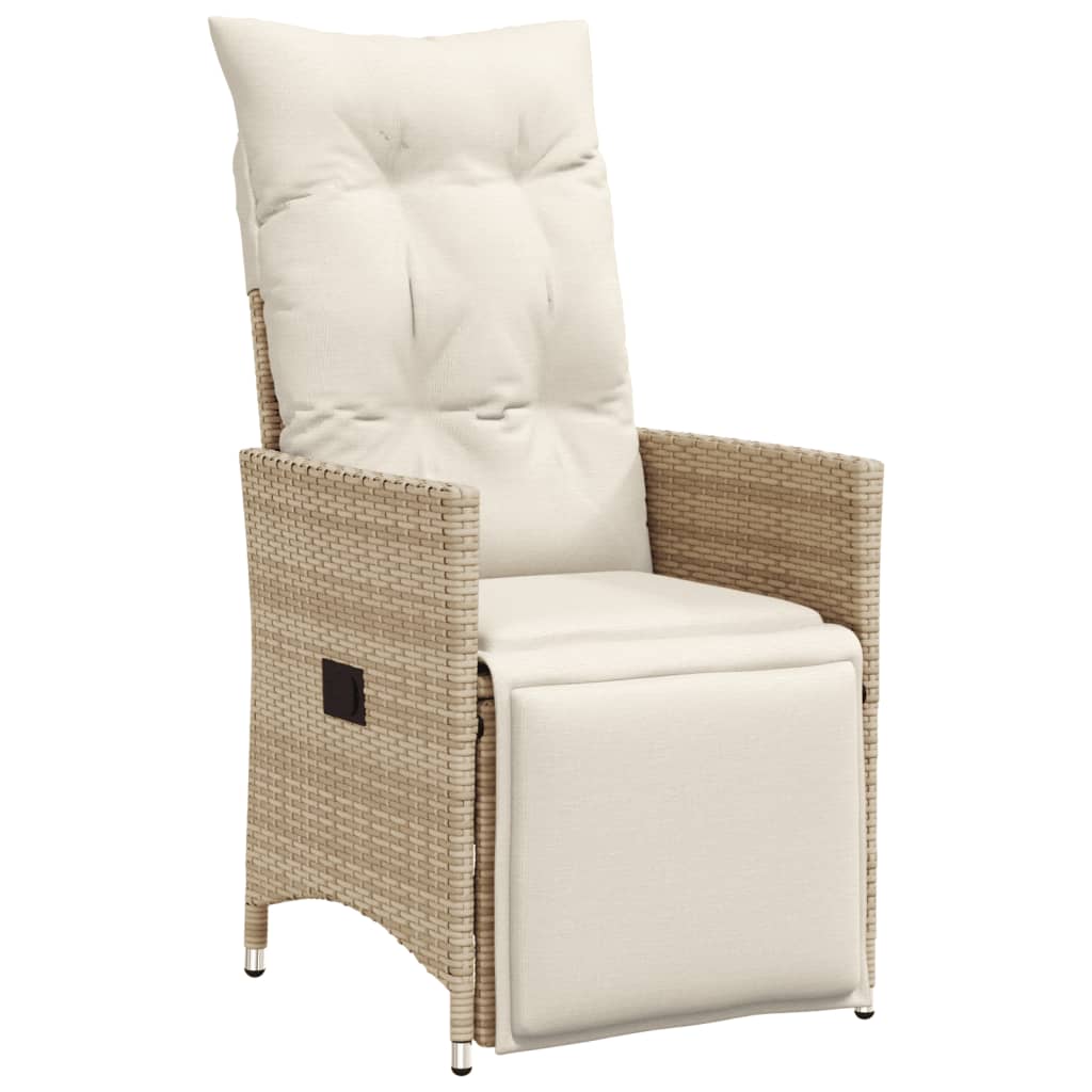 3-tlg. Bistro-Set mit Kissen Beige Poly Rattan