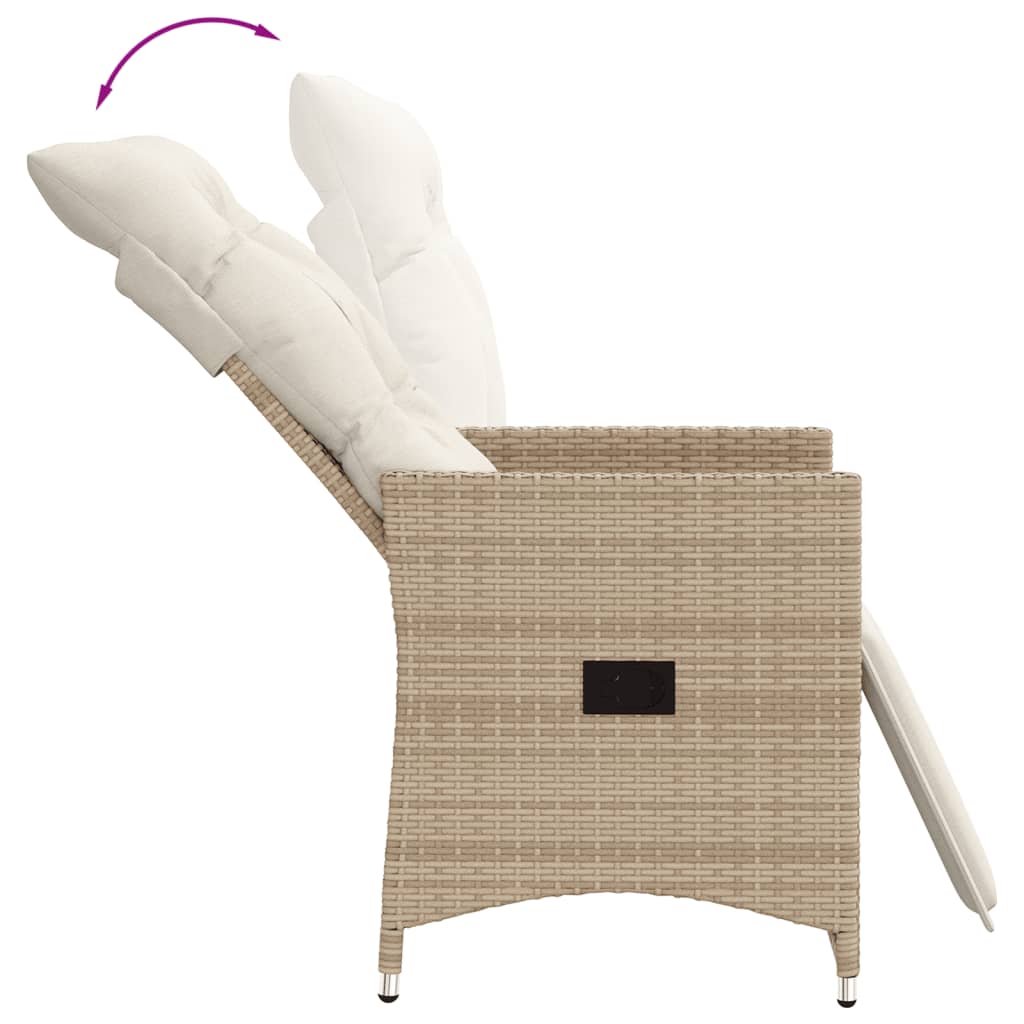 3-tlg. Bistro-Set mit Kissen Beige Poly Rattan