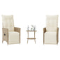 3-tlg. Bistro-Set mit Kissen Beige Poly Rattan