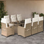 9-tlg. Garten-Essgruppe mit Kissen Beige Poly Rattan