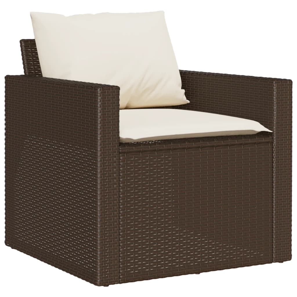 6-tlg. Garten-Sofagarnitur mit Kissen Braun Poly Rattan