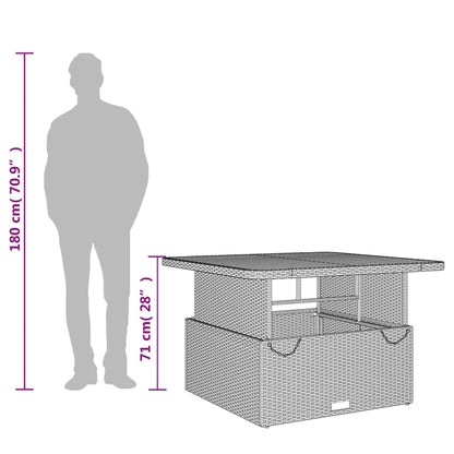 Gartentisch Schwarz 110x110x71 cm Poly Rattan und Akazienholz