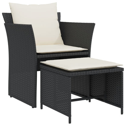 Gartenstuhl mit Fußhocker Schwarz Poly Rattan