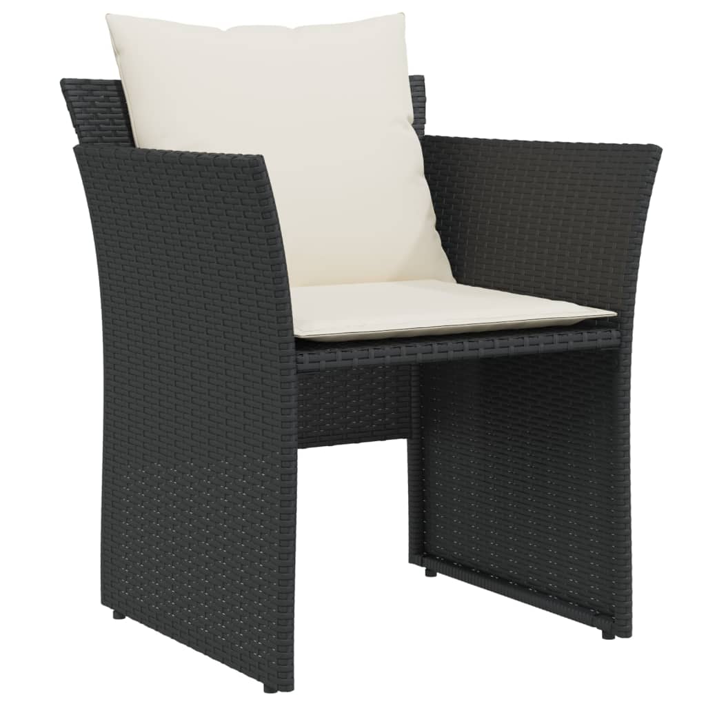 Gartenstuhl mit Fußhocker Schwarz Poly Rattan