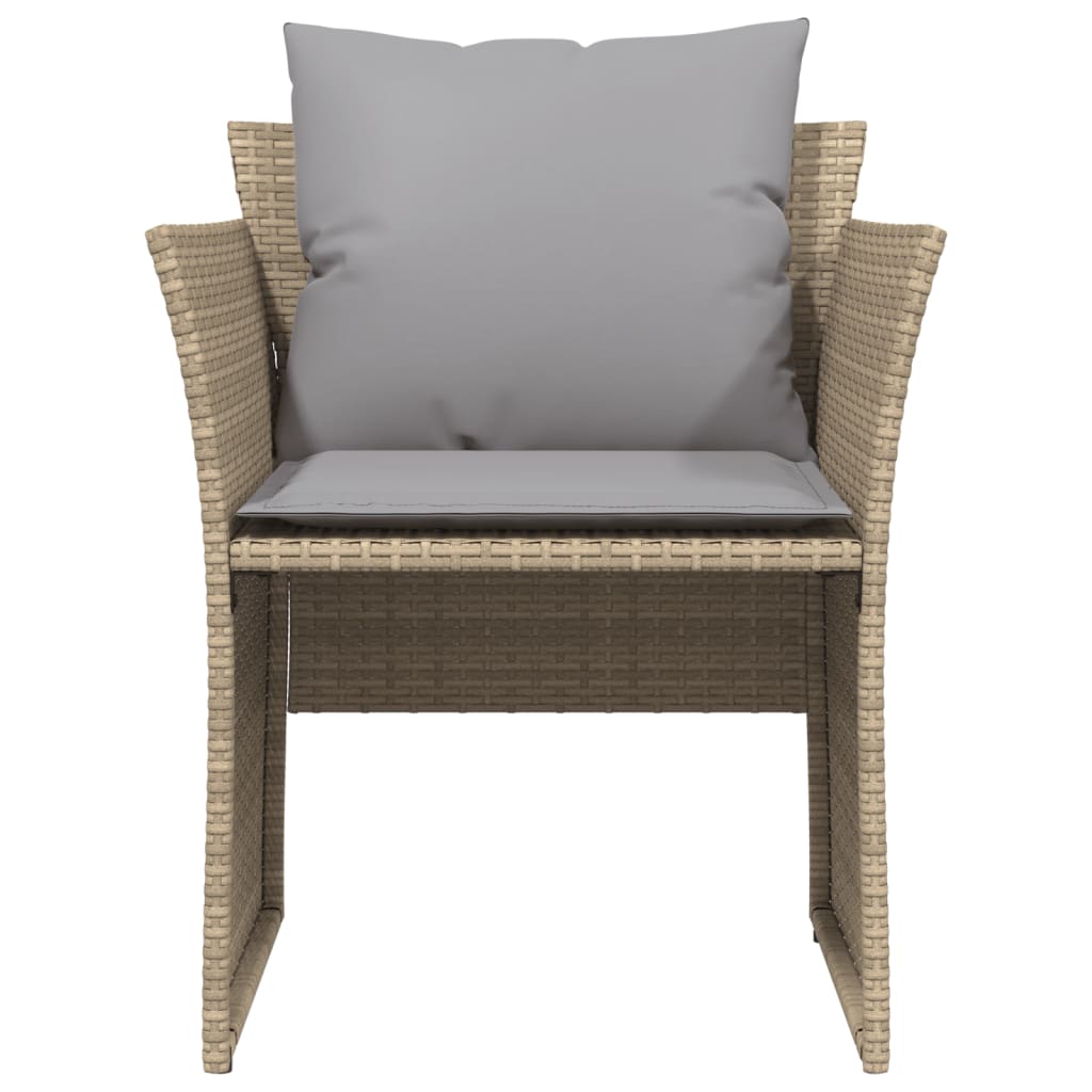 Gartenstuhl mit Fußhocker Beige Poly Rattan