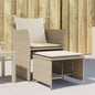 Gartenstuhl mit Fußhocker Beige Poly Rattan