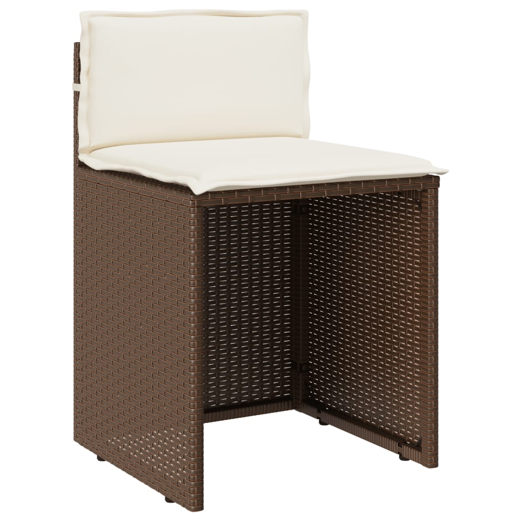 3-tlg. Bistro-Set mit Kissen Braun Poly Rattan