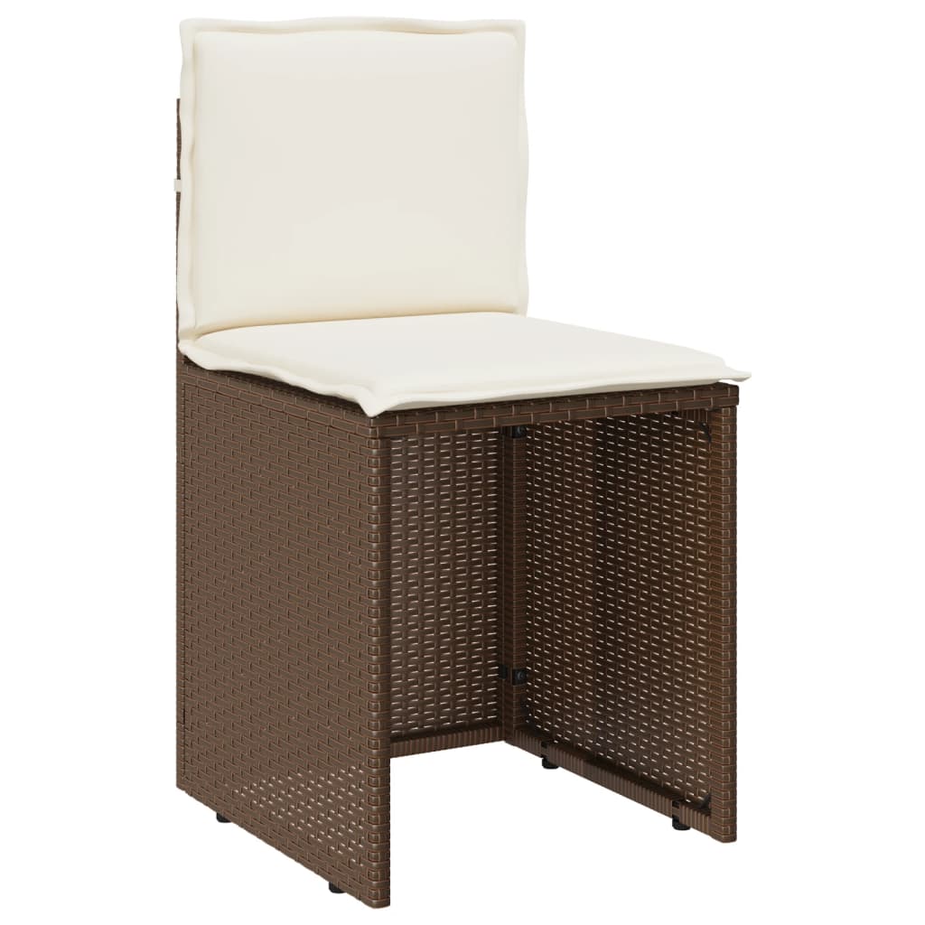 3-tlg. Bistro-Set mit Kissen Braun Poly Rattan