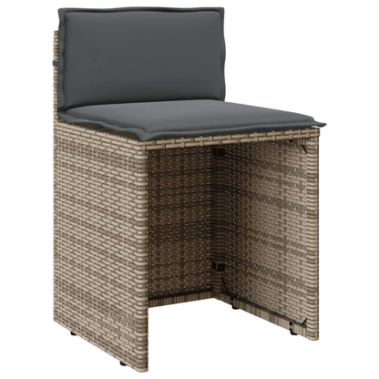 3-tlg. Bistro-Set mit Kissen Grau Poly Rattan