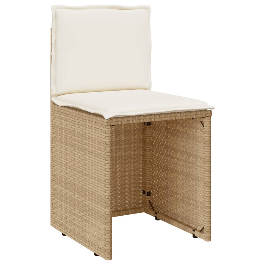 3-tlg. Bistro-Set mit Kissen Beige Poly Rattan