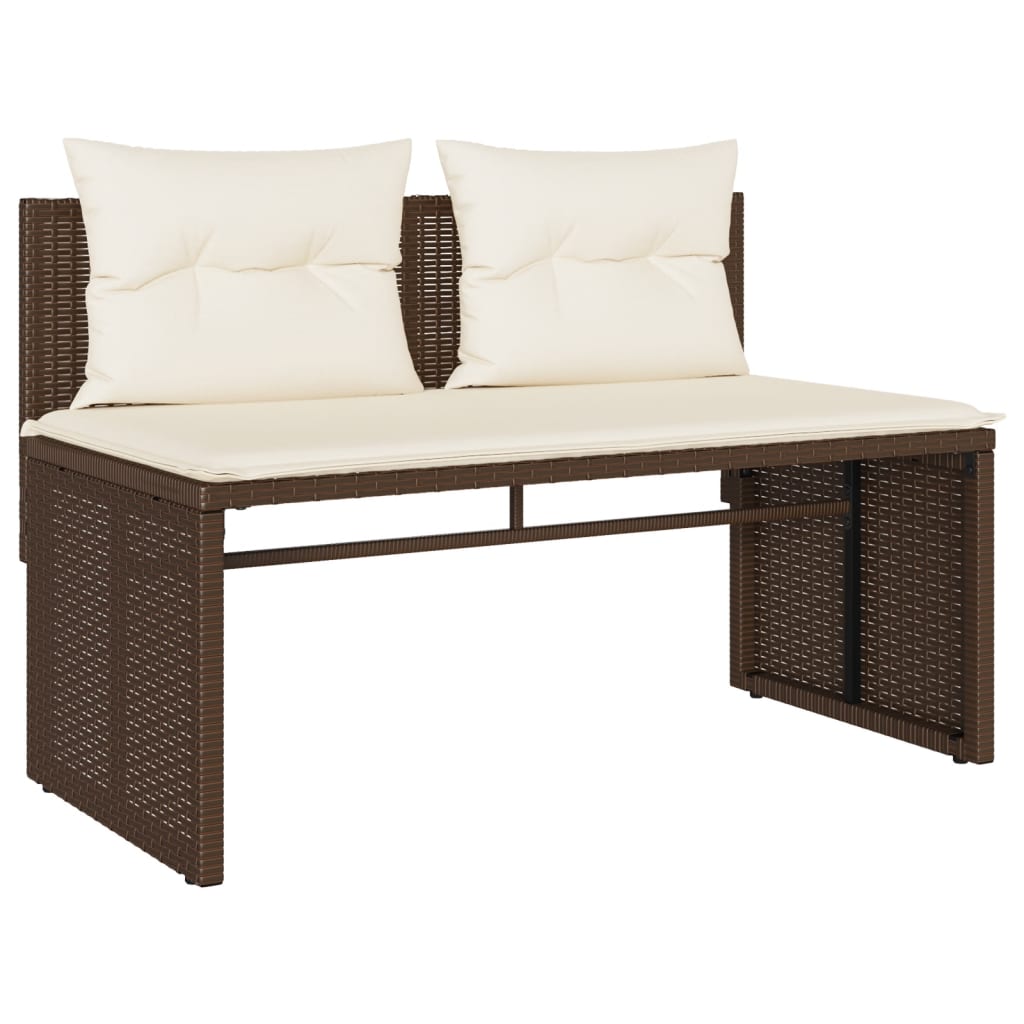 4-tlg. Garten-Sofagarnitur mit Kissen Braun Poly Rattan