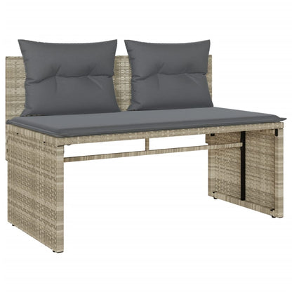 4-tlg. Garten-Sofagarnitur mit Kissen Hellgrau Poly Rattan