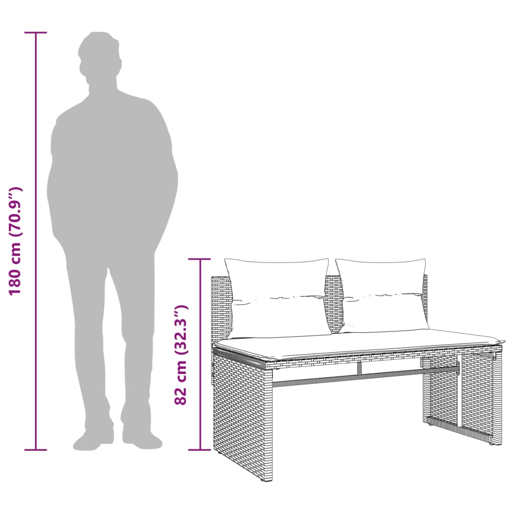 4-tlg. Garten-Sofagarnitur mit Kissen Hellgrau Poly Rattan