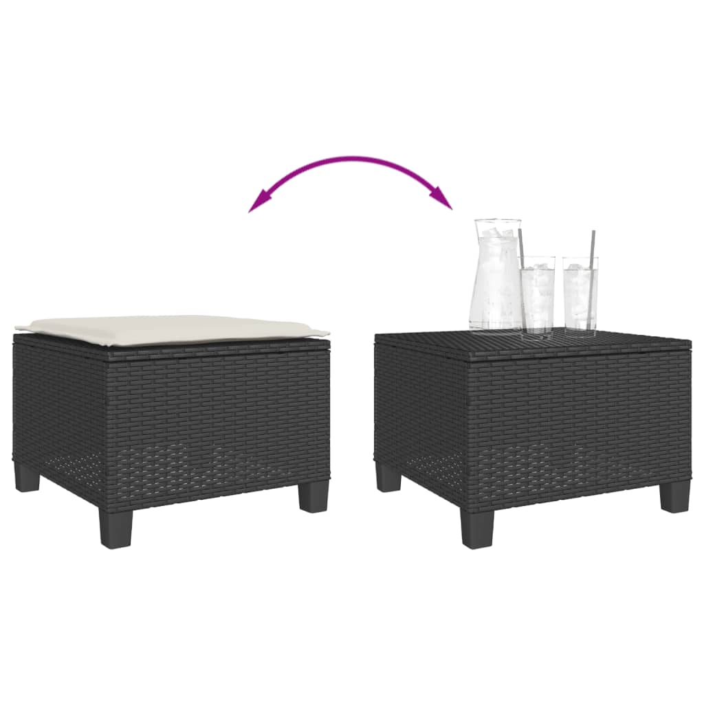 3-tlg. Bistro-Set mit Kissen Schwarz Poly Rattan