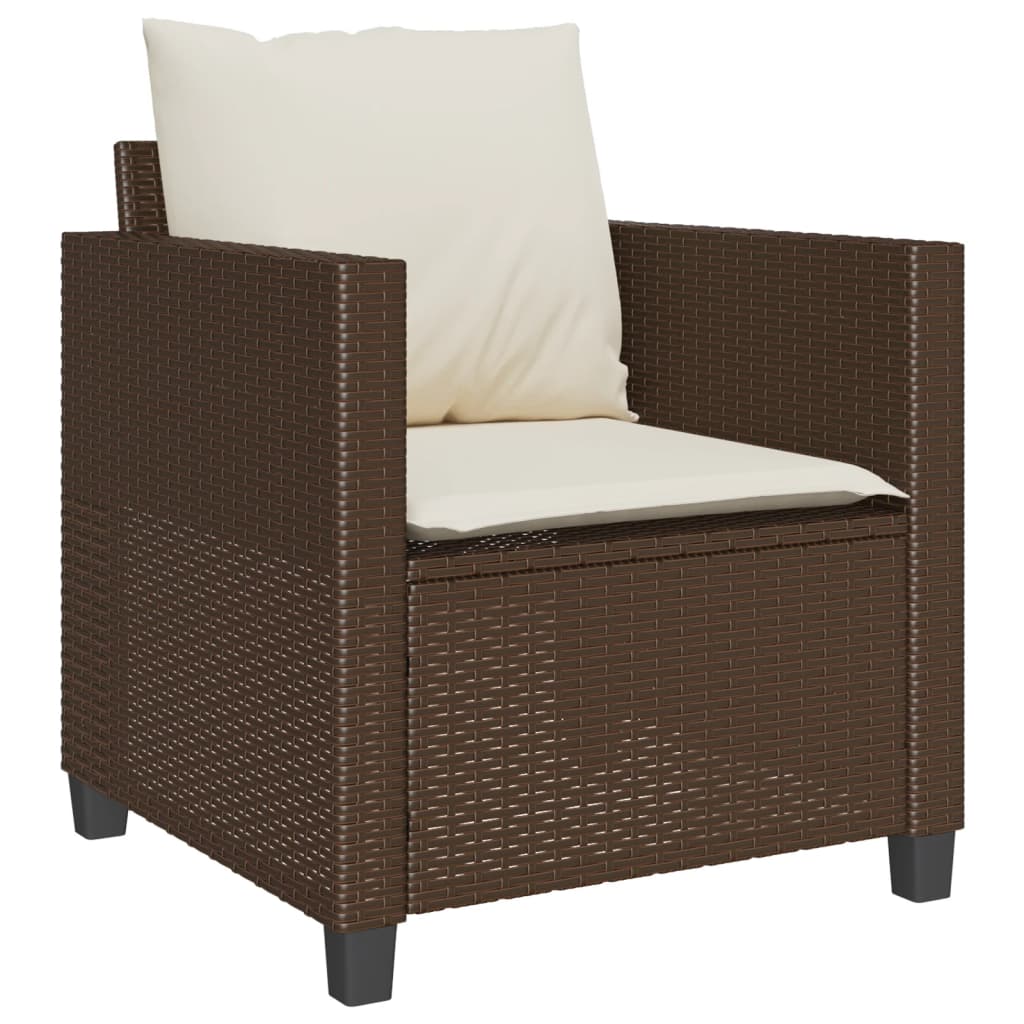 3-tlg. Bistro-Set mit Kissen Braun Poly Rattan