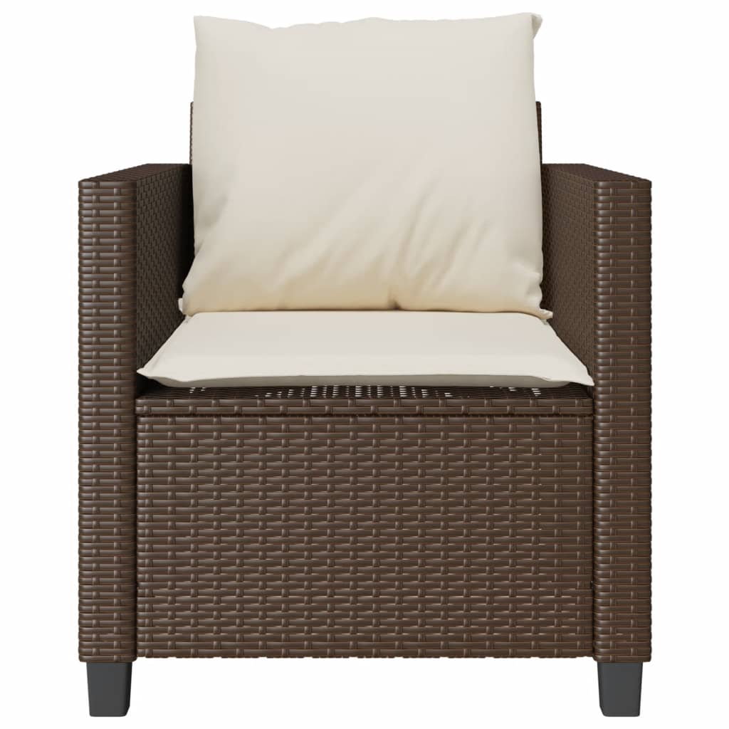 3-tlg. Bistro-Set mit Kissen Braun Poly Rattan