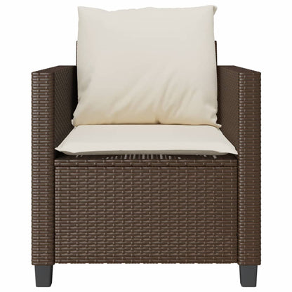 3-tlg. Bistro-Set mit Kissen Braun Poly Rattan