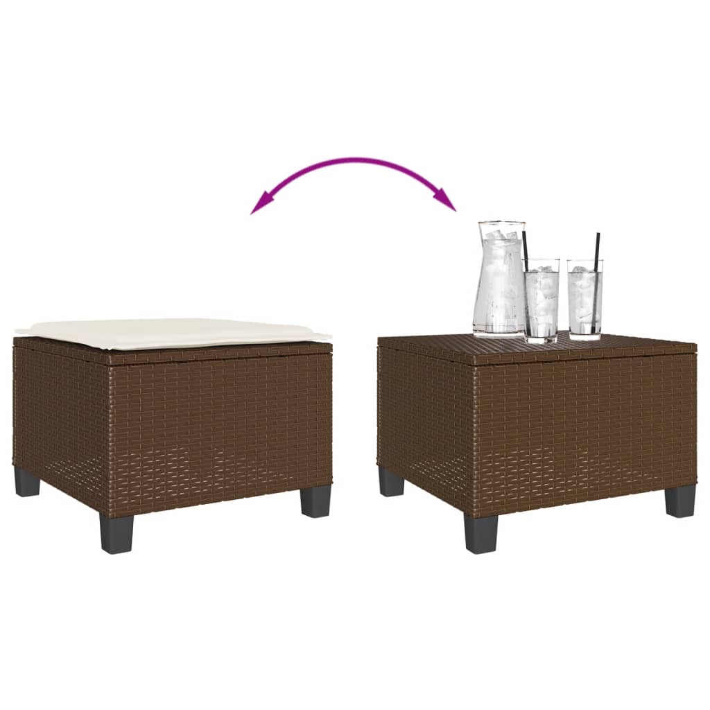 3-tlg. Bistro-Set mit Kissen Braun Poly Rattan