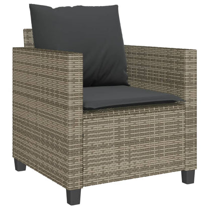 3-tlg. Bistro-Set mit Kissen Grau Poly Rattan