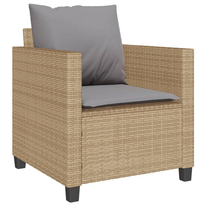 3-tlg. Bistro-Set mit Kissen Beige Poly Rattan