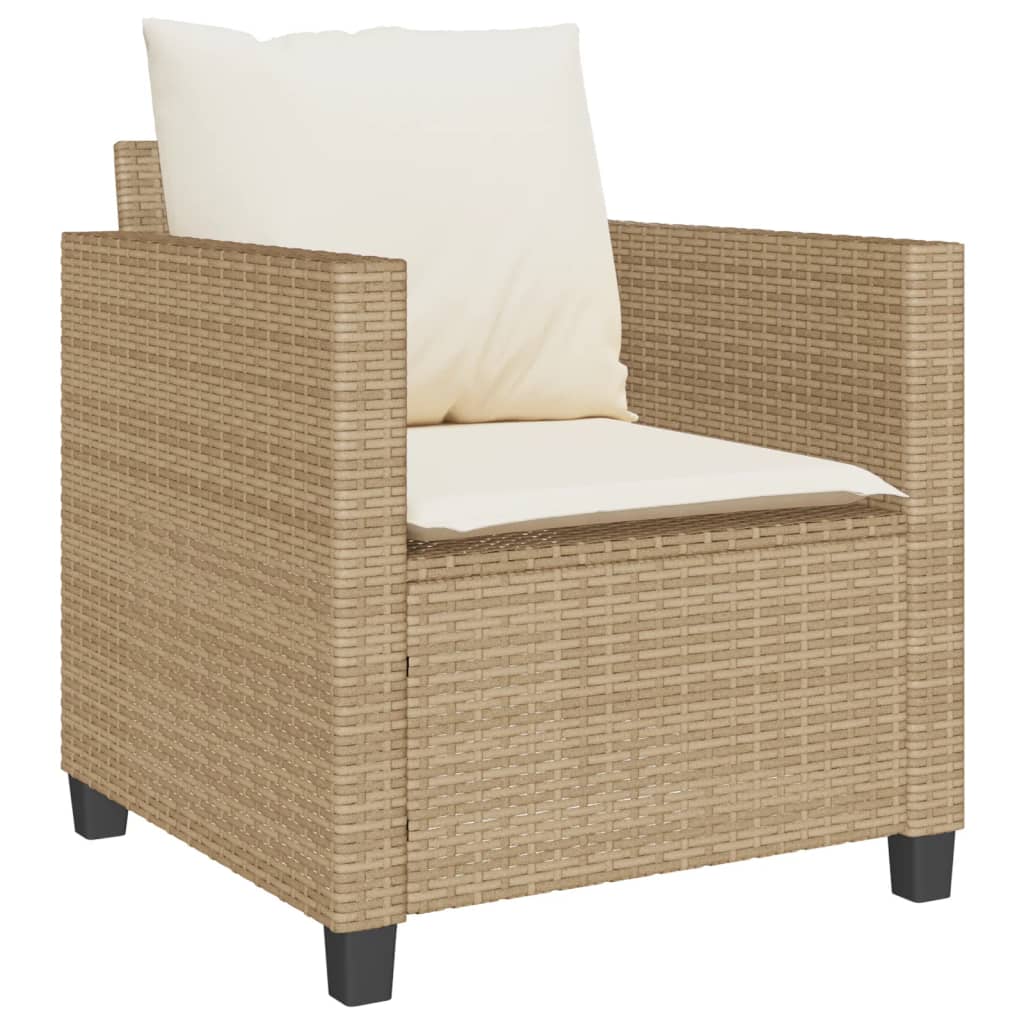 3-tlg. Bistro-Set mit Kissen Beige Poly Rattan