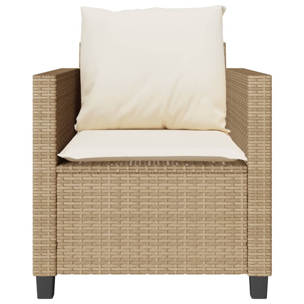 3-tlg. Bistro-Set mit Kissen Beige Poly Rattan