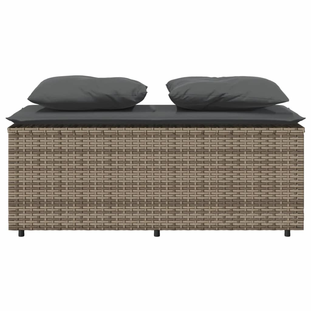 3-tlg. Garten-Essgruppe mit Kissen Grau Poly Rattan