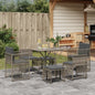 7-tlg. Garten-Essgruppe mit Kissen Grau Poly Rattan