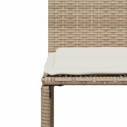 7-tlg. Garten-Essgruppe mit Kissen Beige Poly Rattan