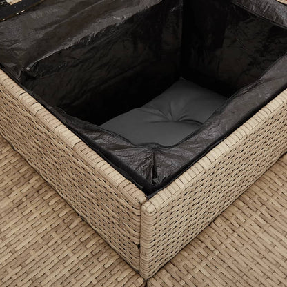 Gartensofa in L-Form mit Tisch und Kissen Beige Poly Rattan