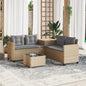 Gartensofa in L-Form mit Tisch und Kissen Beige Poly Rattan