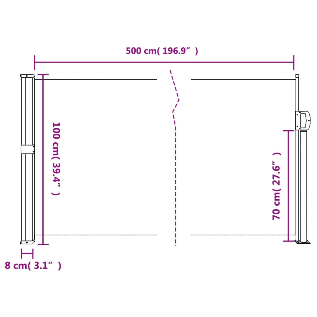 Seitenmarkise Ausziehbar Braun 100x500 cm