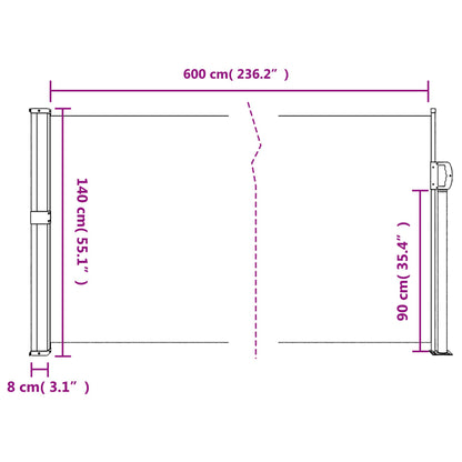 Seitenmarkise Ausziehbar Creme 140x600 cm