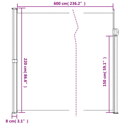 Seitenmarkise Ausziehbar Rot 220x600 cm