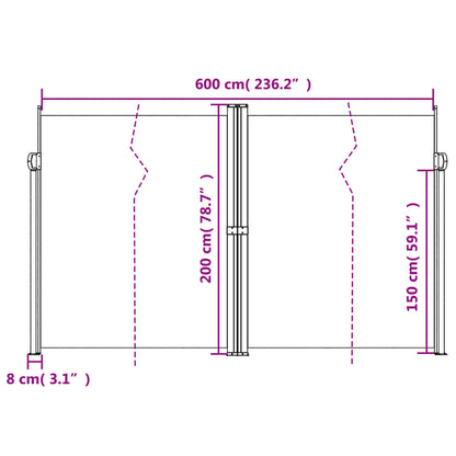 Seitenmarkise Ausziehbar Creme 200x600 cm