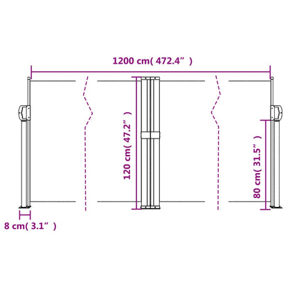 Seitenmarkise Ausziehbar Creme 120x1200 cm