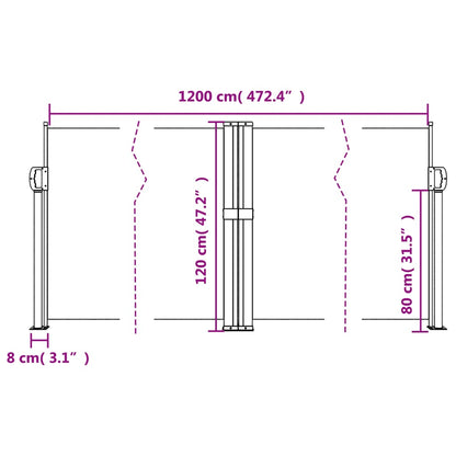 Seitenmarkise Ausziehbar Beige 120x1200 cm