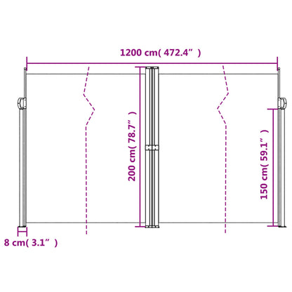 Seitenmarkise Ausziehbar Beige 200x1200 cm