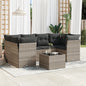 7-tlg. Garten-Sofagarnitur mit Kissen Hellgrau Poly Rattan