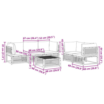 6-tlg. Garten-Sofagarnitur mit Kissen Massivholz Akazie