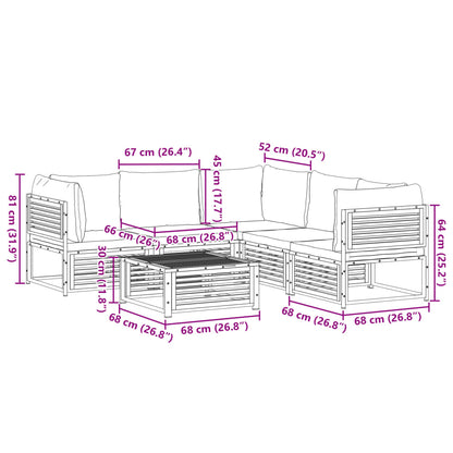 6-tlg. Garten-Sofagarnitur mit Kissen Massivholz Akazie