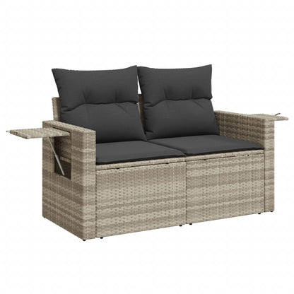 4-tlg. Garten-Sofagarnitur mit Kissen Hellgrau Poly Rattan