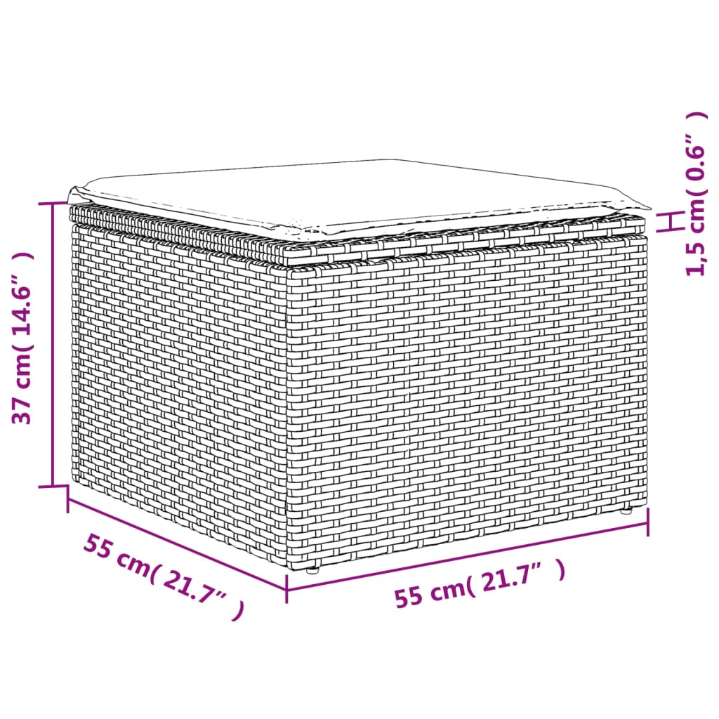 5-tlg. Garten-Sofagarnitur mit Kissen Hellgrau Poly Rattan