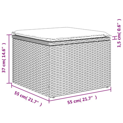 5-tlg. Garten-Sofagarnitur mit Kissen Hellgrau Poly Rattan