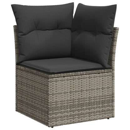 5-tlg. Garten-Sofagarnitur mit Kissen Hellgrau Poly Rattan