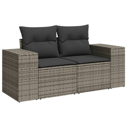 5-tlg. Garten-Sofagarnitur mit Kissen Hellgrau Poly Rattan