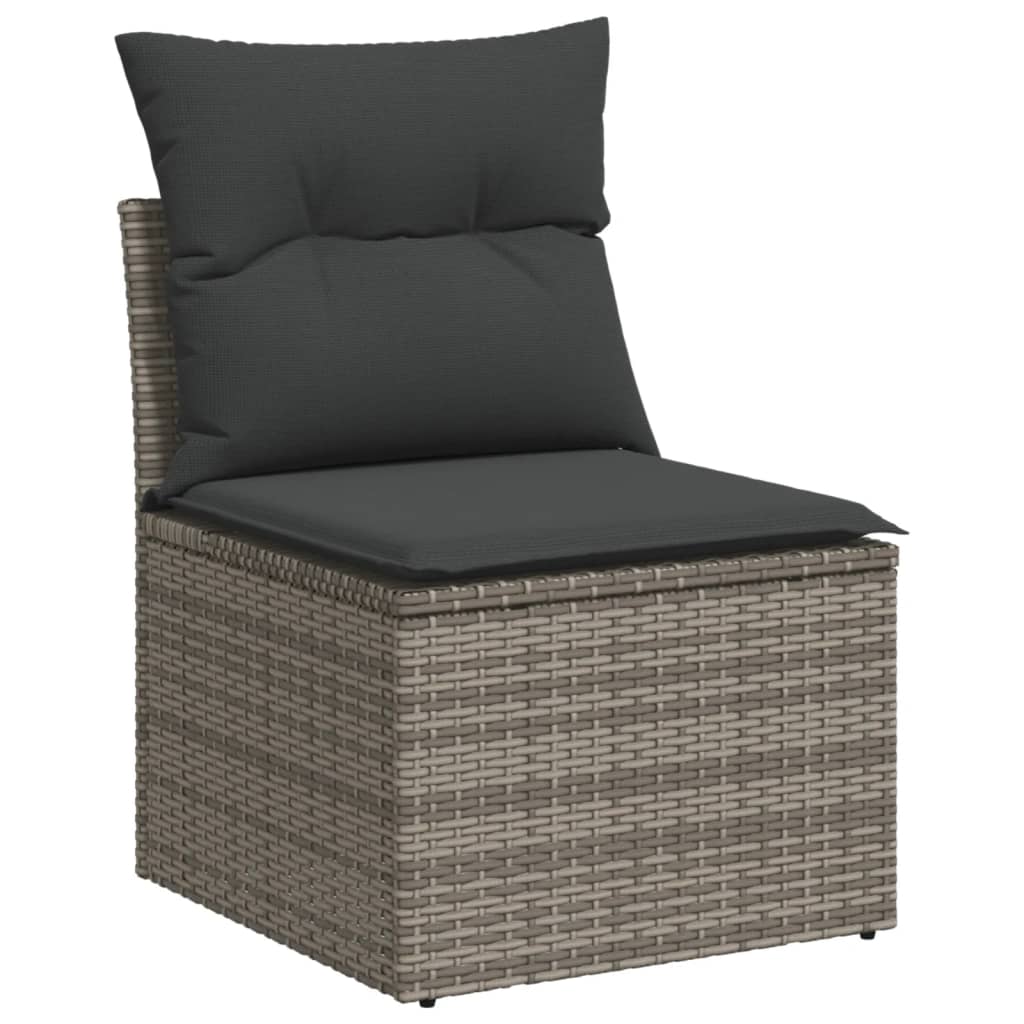 5-tlg. Garten-Sofagarnitur mit Kissen Hellgrau Poly Rattan